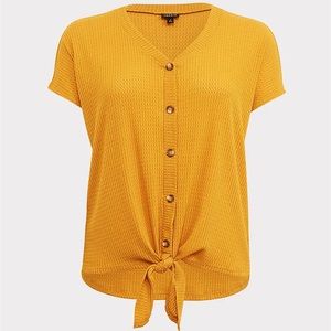 Torrid 1X Waffle knit tie blouse